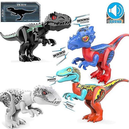 Jurassic Dinosaur Byggeklodser Sæt Stor Størrelse Lyd Dinosaur Legetøj Børne Gave