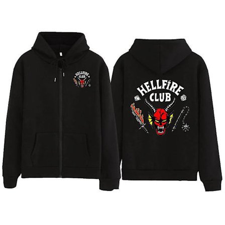Stranger Things 4 The Hellfire Club Hættetrøje Cosplay Halloween Kostume Hættetrøje Jakke Sort 2XL Sort 2XL