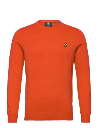 Cotton Merino Crew Jumper Strikket Trøje Med Rund Hals Orange Lyle & Scott
