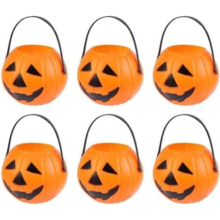 6 kpl Halloween Kurpitsaämpäri Muoviset Mini Karkki Kurpitsaämpärit Säiliöt Lahjapakkaus Temppu vai Hoito Laukut Halloween Juhlaleluille