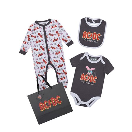 Amplified Baby Fly On The Wall AC/DC Babygrow Set 3-6 månader Vit