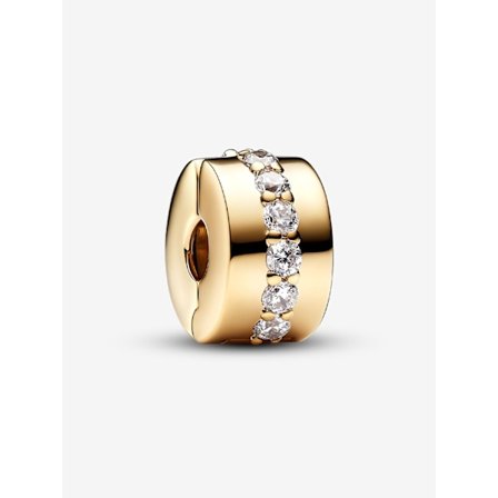 Pandora - Klar Glittrande Rad Clip Berlock - 14k guldplätering