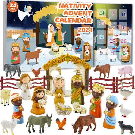 Julekalender med Jordenattens Scene 2024 - Jordenattens Sett for Barn - Julekalender for Gutter og Jenter - Kristent Religiøst Julekalendergave - Leke