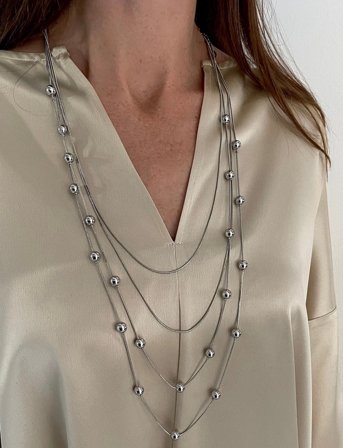 Bud to rose Bead Layer Necklace Gold - Silver - ONE SIZE