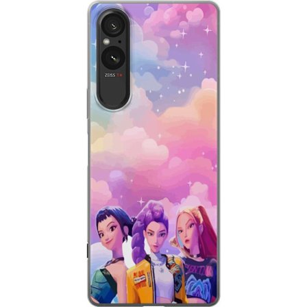 Sony Xperia 5 V Gennemsigtig cover Farverig poppige pige trio med futuristisk stil og pastellere himmel moderne illustration perfekt til trendy ungdom