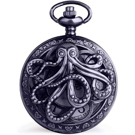 Vintage Blekksprut Hult Kvarts Lommeur Steampunk Svart P,ZQKLA