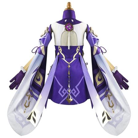 Spill Genshin Impact Keqing Cosplay kostymer Genshin Ke Qing Impact Halloween Cos Sko Keqing Hestehaler Blandet lilla Cosplay parykk Skirt set 35