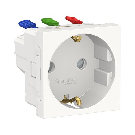 Schneider Electric Unica System+ Uttag jordat, vit, Strömbrytare & vägguttag