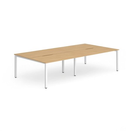Bench desk EVOLVE, 4 person, 2400x1600 mm, beech-white