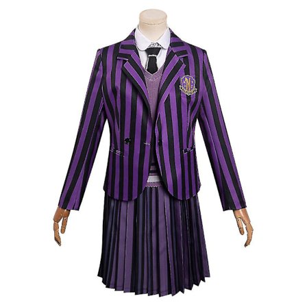 Voksne Børn Piger Onsdag Addams Enid Skoleuniform Cosplay Kostume Lilla nederdel Til Kvinder Piger Halloween Karneval Festkostume