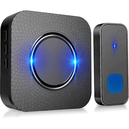 Trådløs Dørklokke, IP55 Vandafvisende Dørklokke Trådløs Bærbar 300m Rækkevidde 110db Gave