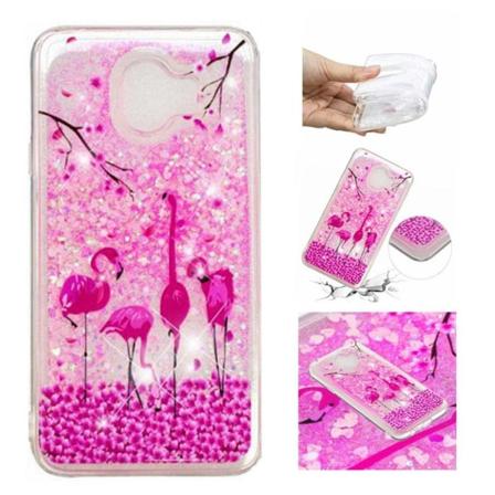 Samsung Galaxy J4 (2018) ophøjet mønster kviksands etui - Flamingoer Pink