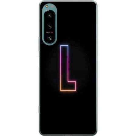 Yhteensopiva Puhelinkuori Sony Sony Xperia 5 IV Minimaalinen neonkirjain L pehmeästi vaihtuvassa värivalossa mustaa taustaa vasten, puhdas graafinen