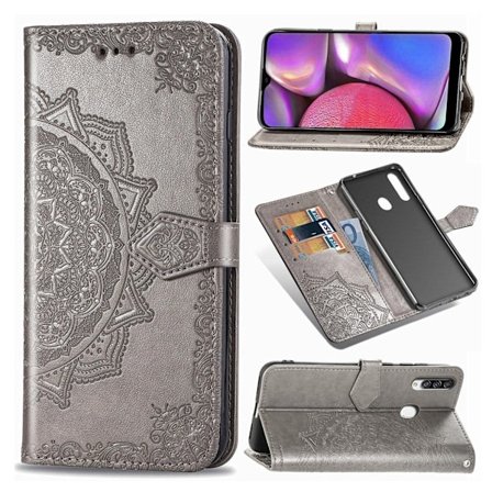 Mandala Samsung Galaxy A20s Flip kotelot - Harmaa