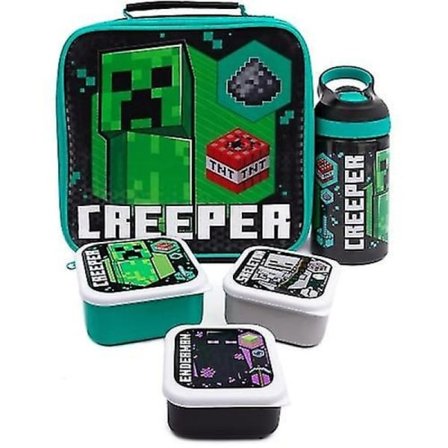 Minecraft Creeper Lunchväska och Flaska (5-pack)