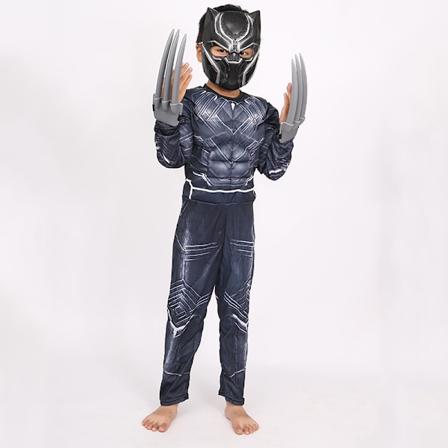 Lasten Musta Pantteri -asu Poikien Super Sankari Hyppyasu Lasten Halloween Roolipeli Maski/Susilapan Kylkiä Wakanda Ikuisesti S(110-120cm)