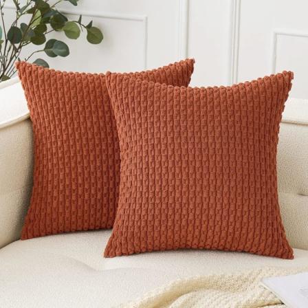 Høstbrente oransje putetrekk 18x18 tommer sett med 2 Dekorativ