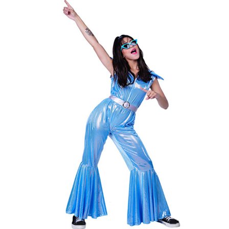 Vuxen 70-tals Discodräkt för Kvinnor, Disco Jumpsuit