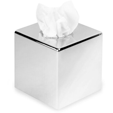 Tørkepapirboks Holder Kube Firkant Speil Tørkepapirboks Lokk Holder Kleenex Serviett Holder Baderomsorganisator Stativ Krom Finish