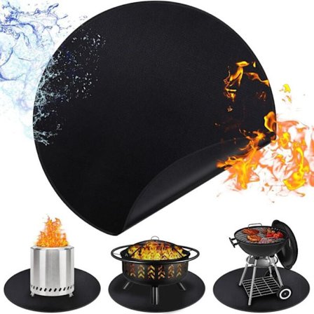 Stor gjenbrukbar bålpanne matte for uteplass, brannsikker matte, glødematte, beskyttende matte for terrasse og uteplass, rund matte