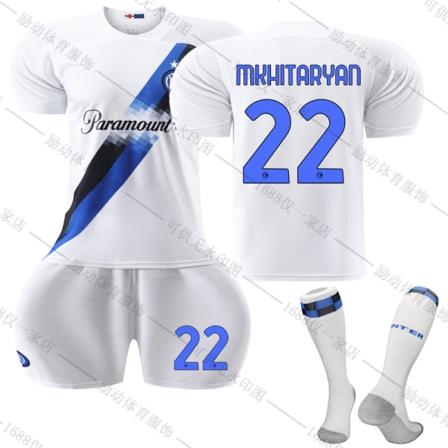 23/24 Ny säsong Borta Inter Milan F.C. MKHITARYAN Nr 22 Barn Jersey-paket Barn-24