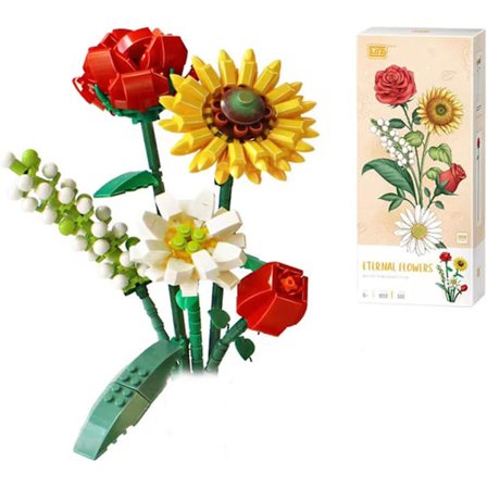Mini Byggeklosser Blomsterbukett Plantemodellsett, Kreativ DIY Kunstige Blomster Botanisk Samling Konstrukti