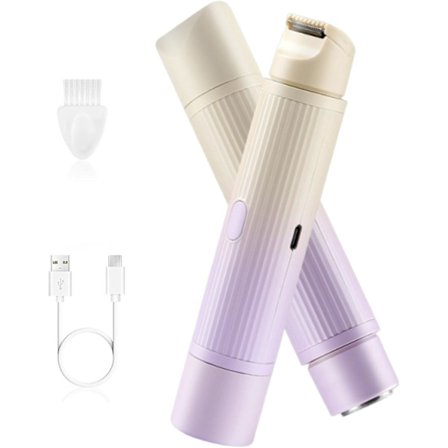 2-i-1 elektrisk kroppshaver for kvinner - Oppladbar våt/tørr vanntett dobbelthodet bikin hårtrimmer, gradient lilla