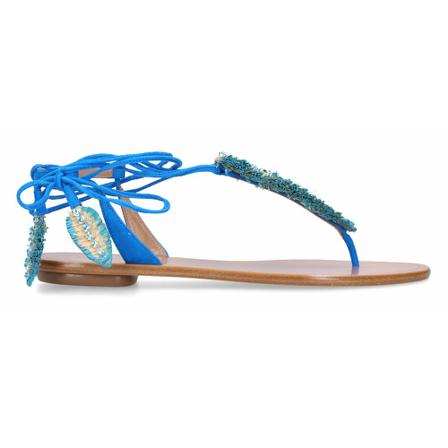 Aquazzura, Flat Sandals Niebieski, Kobieta, Rozmiar: 36 EU