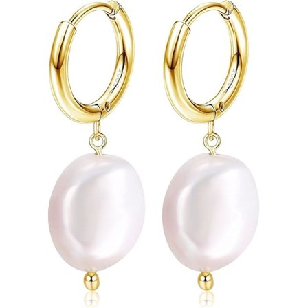 Perle Hoop Øreringe Til Kvinder 925 Sterling Sølv AAA Ferskvandsdyrkede Perle Drop Dingle Øreringe Smykker
