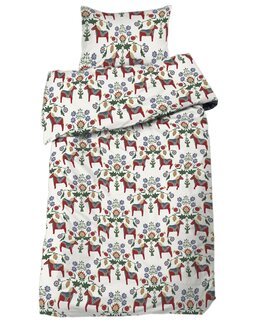 Påslakanset Risa med tryck Dalahäst motiv 2-delar Vit - Redlunds