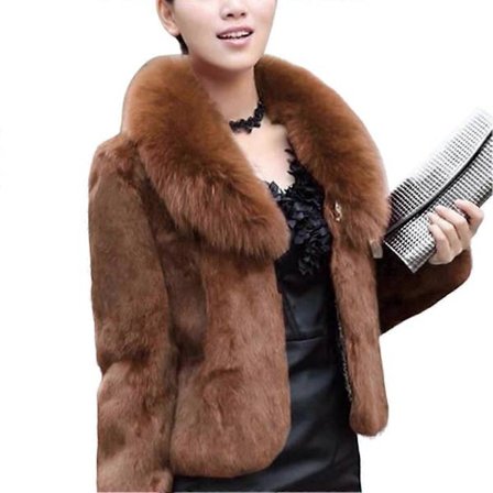 Vinterjakke i Fuskepels for Kvinner, Tykk og Varm Fuskepelsjakke med Lommer for Kontor, Cocktailparty og Reise