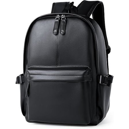 Læder Laptop Rygsæk Til Mænd Kvinder Klassisk Vandafvisende Taske Flyrejse Rygsække Arbejde Business Taske Sort