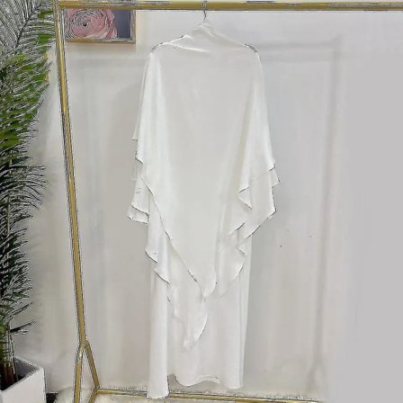 Ramadan Eid Muslimsk Kvinde Jilbab 2 Dele Abaya Med Hijab Lang Khimar Niqab Sæt Overhead Bøn Kjole Islam Outfit Djellaba Burka Hvid Sæt XL-XXL