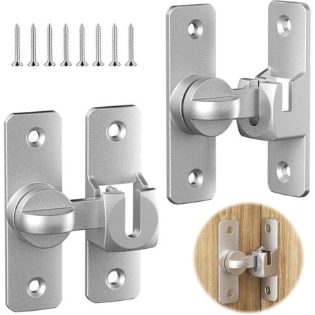 Lysande dørlås, skyvelås med bolt, rustfritt stål, dørlås, skyvehåndtak for bad, toalett, skur, soverom, klikkbolt, 2