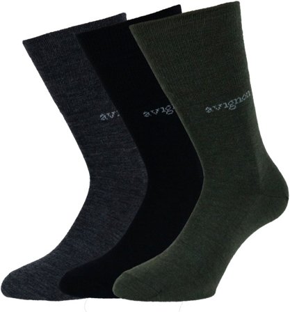 Avignon Liner Ull 3-pack Musta/Harmaa/Vihreä