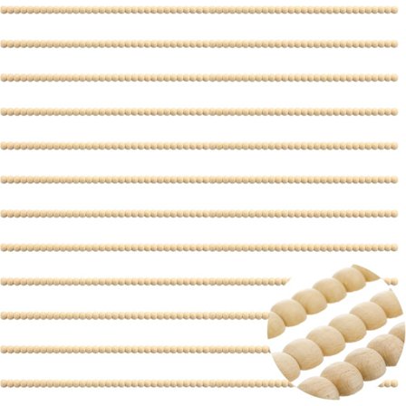 12 stk. dekorativ perlebesat træliste 40 cm ubehandlet 3D dekorativ perle træliste til hjemmevæg skab hylde vindue dør (8 mm)