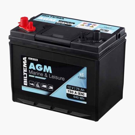 Marin- och fritidsbatteri 12 V 75 Ah - Biltema