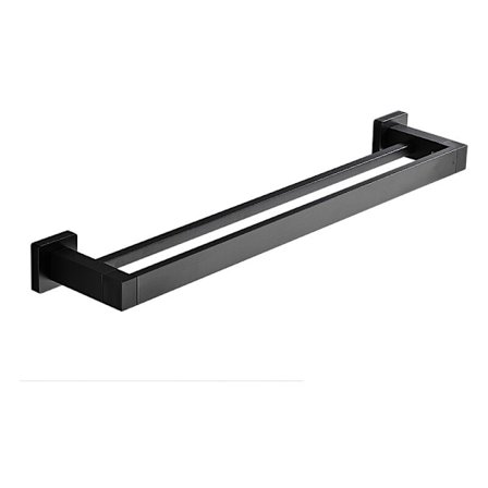 Dubbel handdukshängare för badrum, 40 cm, svart självhäftande väggmonterad T