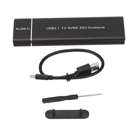 M.2 NVMe SSD-kabinett 6 Gbps Ultratunt Typ C-gränssnitt Aluminiumlegering Svart USB 3.1 till NVMe PCIe SSD-kabinett för PC