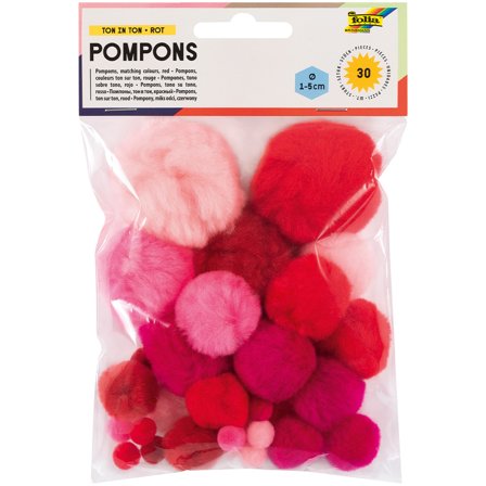 Folia Pompoms Rød 30-pakke