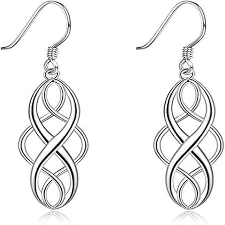 Sterling Silver Celtic Knot Twist Hängande Örhängen Gåvor för Kvinnor Damer Allergivänliga Modeörhängen