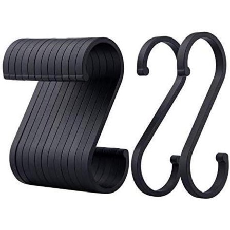 S-krog, sæt med 12 aluminium ophængnings-S-kroge, mat finish slagterkrog til køkken, soveværelse, badeværelse, kontor og have (mat sort)