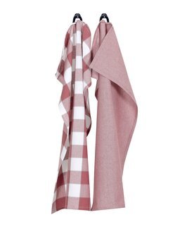 Kökshandduk rutig Ted återvunnen 2-pack Rosa - Recycled by Wille