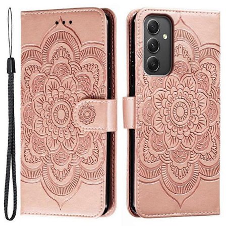 Samsung Galaxy A56 5G Etui - PU Læder Mandala Præget Wallet Etui Multicolor Rosaguld