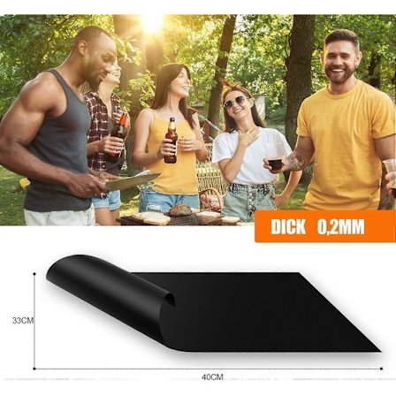 Nifogo Grillmatta för BBQ, non-stick grillmattor, bakmatta för kol och återanvändbar bakning, perfekt över kol-, gas- och Weber-grillar