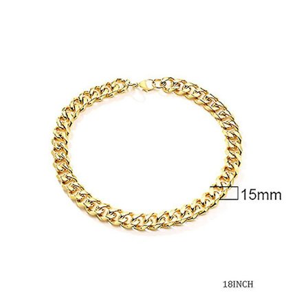 15 mm Chunky Heavy Cuban Link Choker Herrar Herrar Kvinnor Rostfritt stål Curb Chain Statement Halsband Lämpliga 18 tums halssmycken