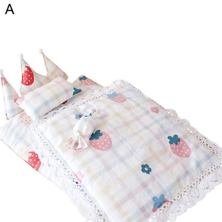 Dukkesengesett med fint håndverk, ingen deformasjon, vaskbart dukke-sengesett med soveputer, dyne for dekor (FW)