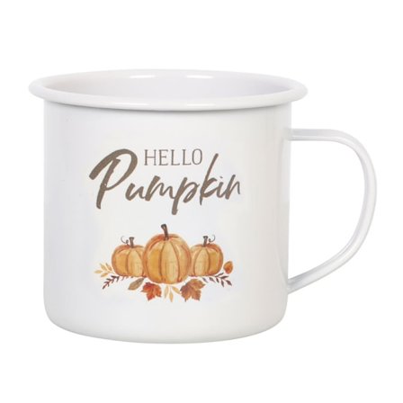 Something Different Hello Pumpkin Emaljmugg En Storlek Vit/Orange