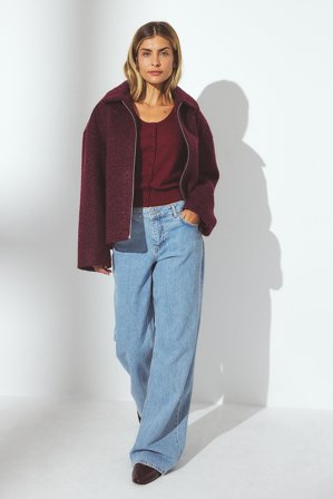 NA-KD - Boucle jakke med glidelås - Vårjakker - Burgundy - EU 34