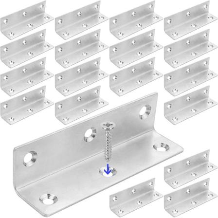 22 pakker kraftige hjørnebeslag 4 x 1 tommer hjørnebeslag til træ, rustfrit stål hjørnebeslag L hjørnebeslag samling højre vinkel(100X25X2mm)